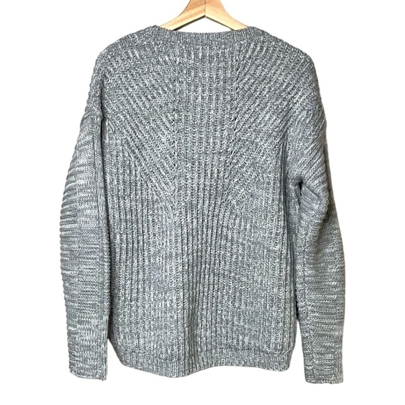 DUFFY 100% Merino Wool Grey Chunky Cable Knit Long Sleeve Crew Neck Sweater Sz S - Picture 3 of 8